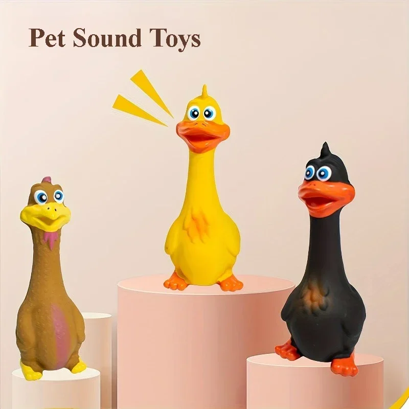 Pet Latex Sound Making Toys, Standing Screaming Chicken and Duck Simulation Toys, Cat and Dog Boredom Relief Toys