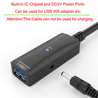Bochara Active Repeater USB 3.0 Extension Cable Male to Female OD7mm Built-in IC Chip Foil+Braided Shielded 5M 10M 15M 20M 30M
