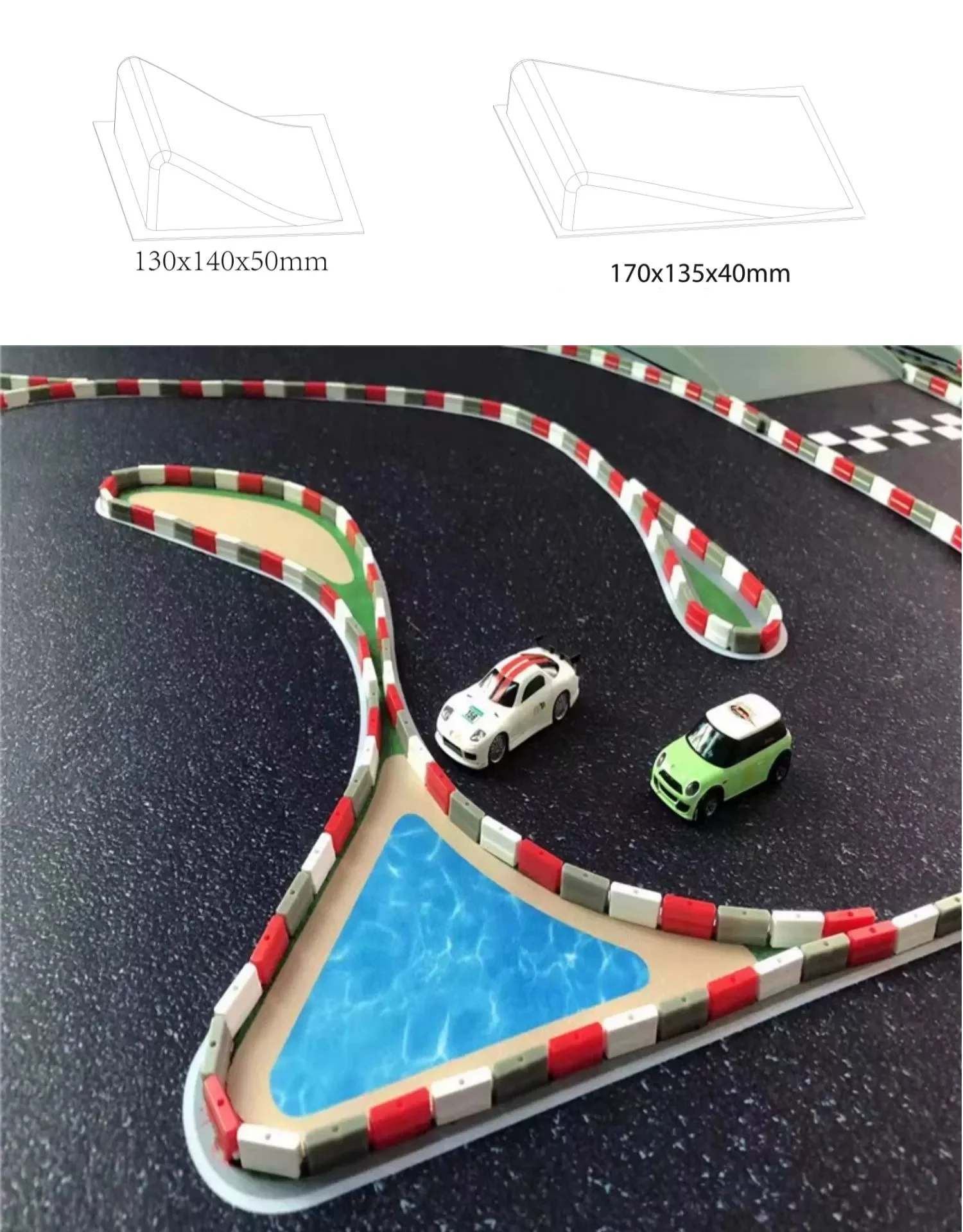 TURBO RACING 1:76 Car Parts Cement pier diving platform PU guardrail 1 to 3 charging cable