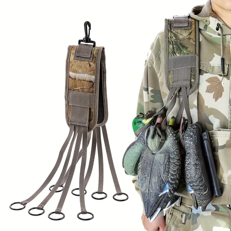 8-Drop Heavy Duty Duck Game Strap, Camo Shoulder Pad with Bird Pattern, Waterfowl Hunting Gear Accessory