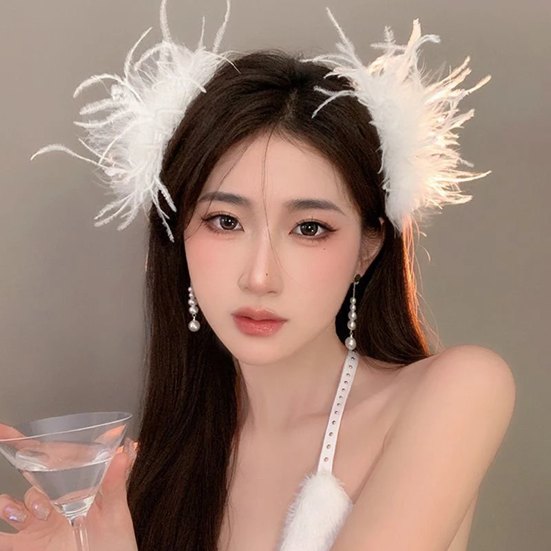 Super Fairy White Feather Hair Clip Headdress Wedding Daily Photo Personality Sweet Feather Barrettes Hair Accessories