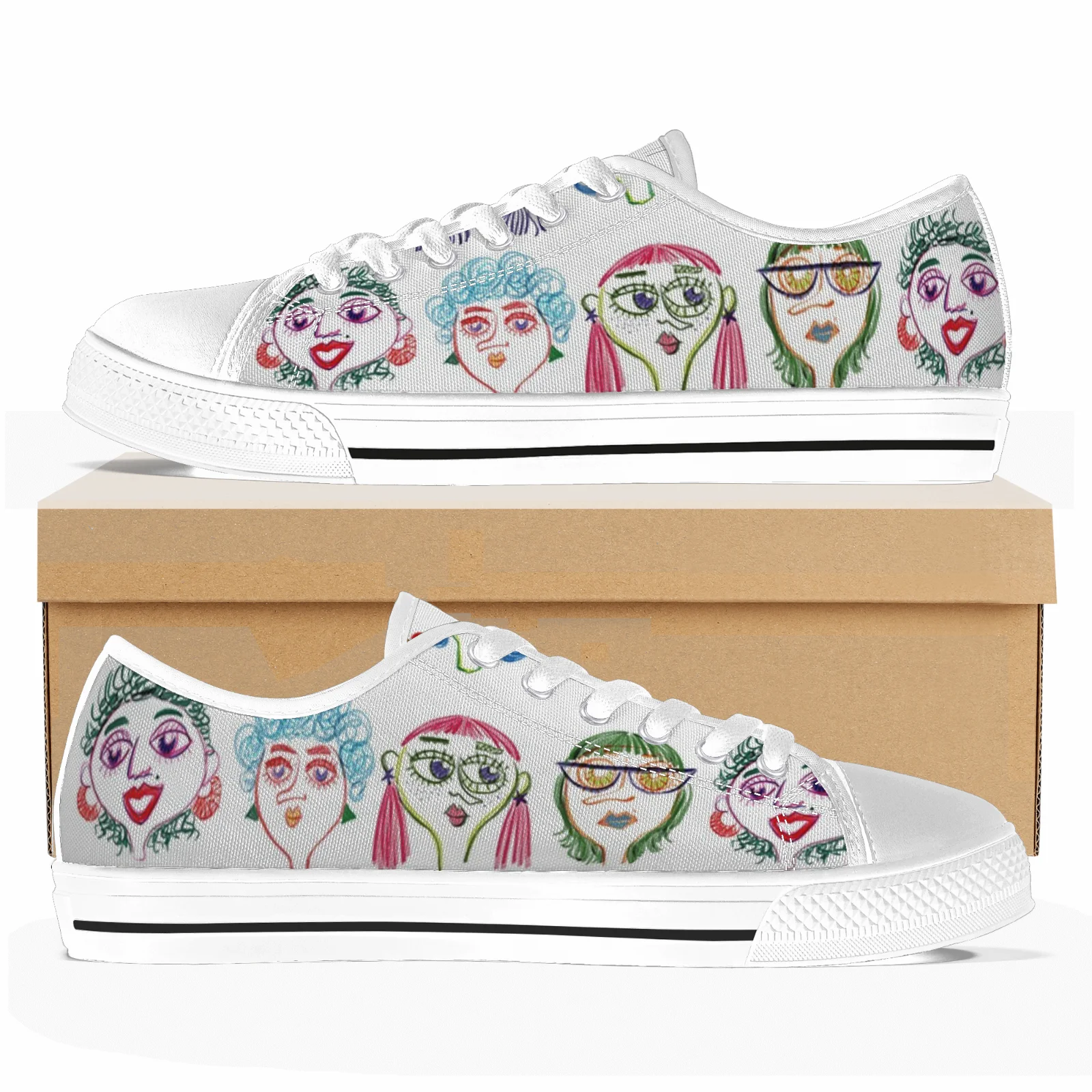 

Custom Shoes Cute Graffiti Pattern Canvas Shoes for Girls Classic Low Top Vulcanized Shoe High Quality Flats Sneakers