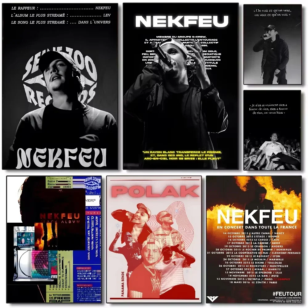 Póster de cantante Pop n-nekfeu de Francia, arte HD, pared adhesiva, impermeable, hogar, sala de estar, dormitorio, Bar, decoración estética 2025