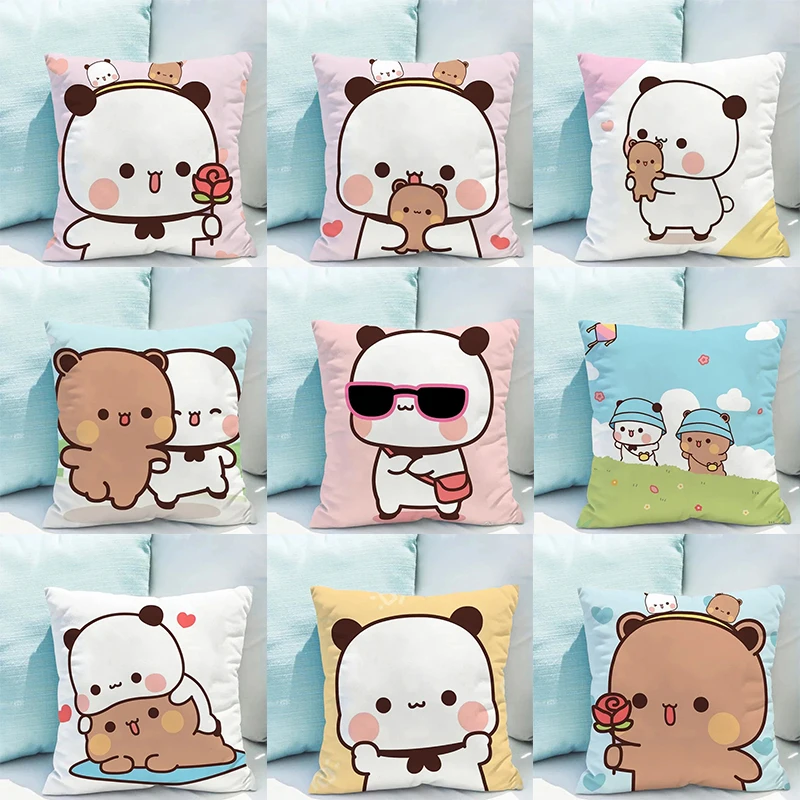 Bubu Dudu Pillowcase 45x45cm Cute Cartoon Bear Living Room Sofa Cushion Cover Bedroom Home Decoration Childrens Gift
