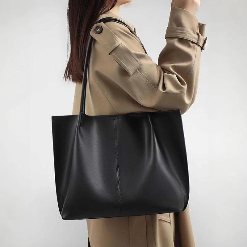 Grote handtas voor dames Trendy en retro draagtas Effen kleur draagtassen Handheld boodschappentassen bolsos mujer