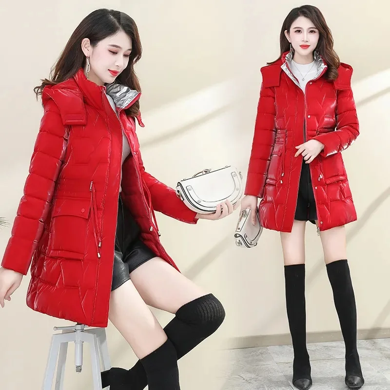 5XL Down Cotton Coat Women 2023 Korean Cotton Coat For Women Winter Thick Warm Long Thick Colorful Outwear Hooded Coat Lace-Up