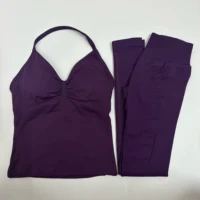 Yoga Set Women Padded Halter Tank Top Scrunch Butt Lifting Gym Shorts Set Summer Sportswear Workout Clothes - Image 5