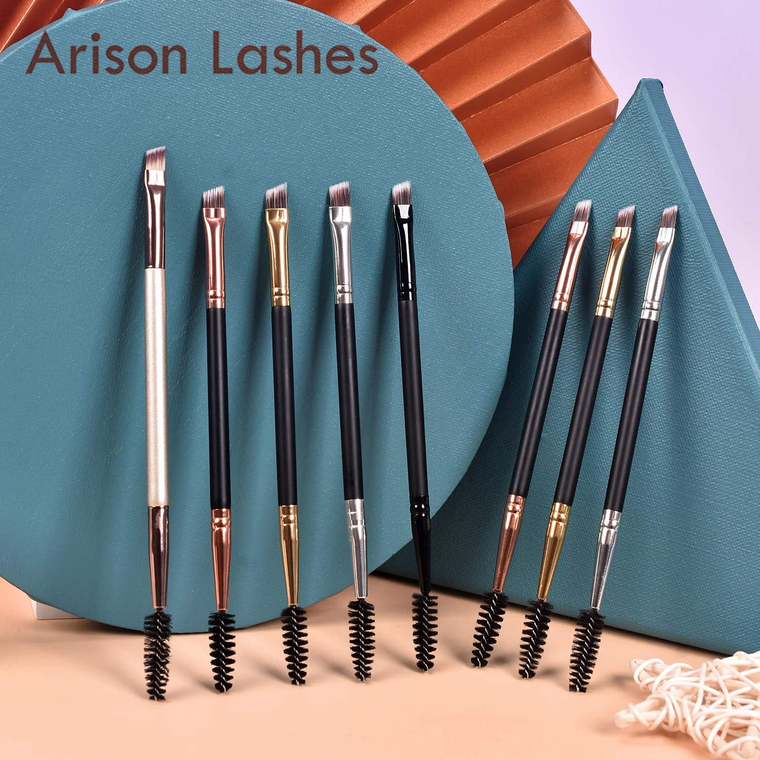 1 Pcs Double Head Makeup Eyebrow Brush Double Sided Blending Eye Eyebrow Flat Angled Make Up Brush Comb Double Ended Tool