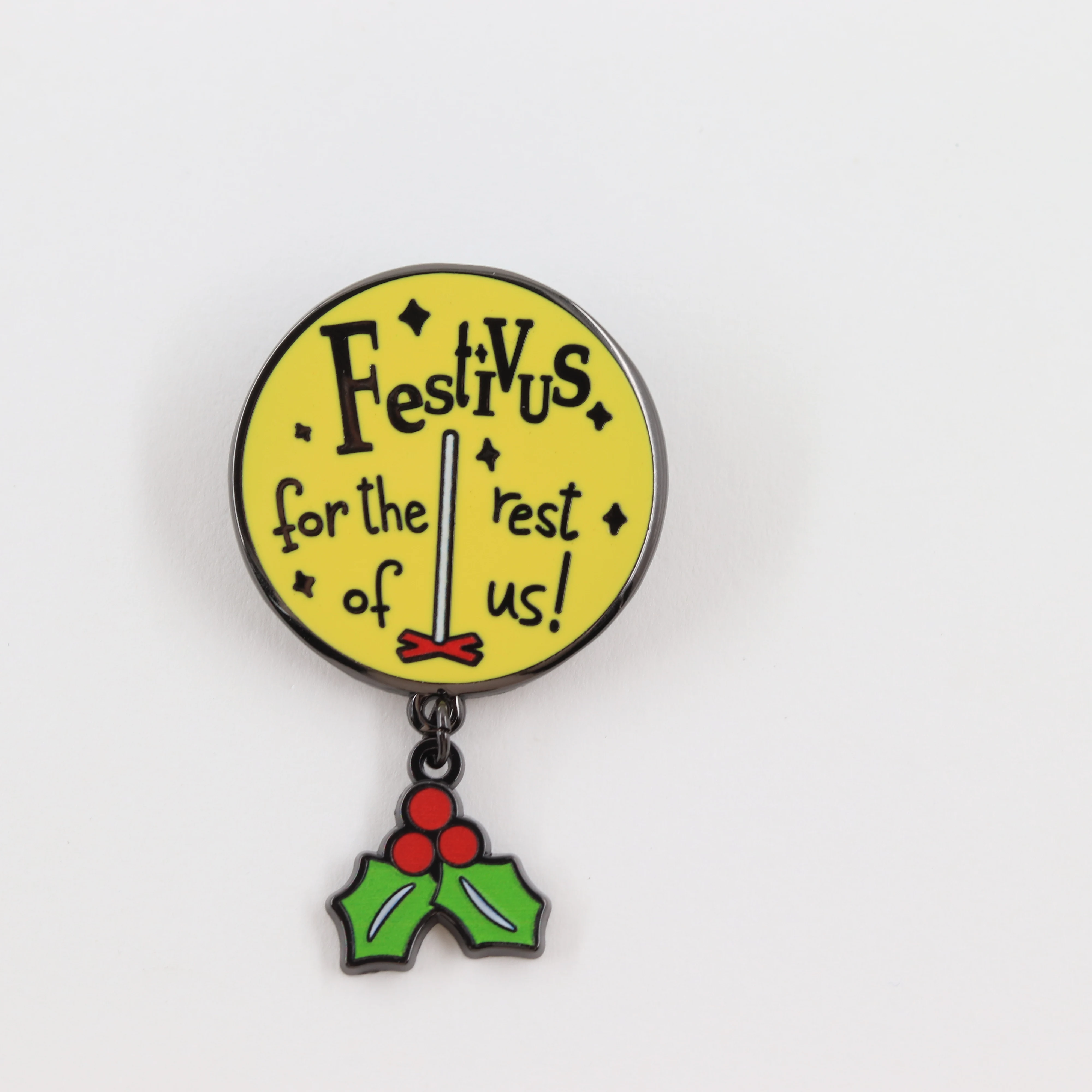 Festivus für uns alle Emaille-Brosche Seinfeld Feiertags-Reversnadel Festivus-Stange mit Stechpalmen-Anhänger als festliches Geschenk – Detail 10
