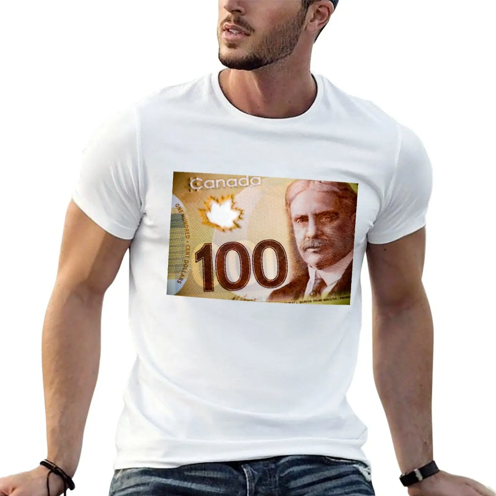 Canadian 100 Dollar Currency Money Banknote T-Shirt Breathable Travel T-Shirt