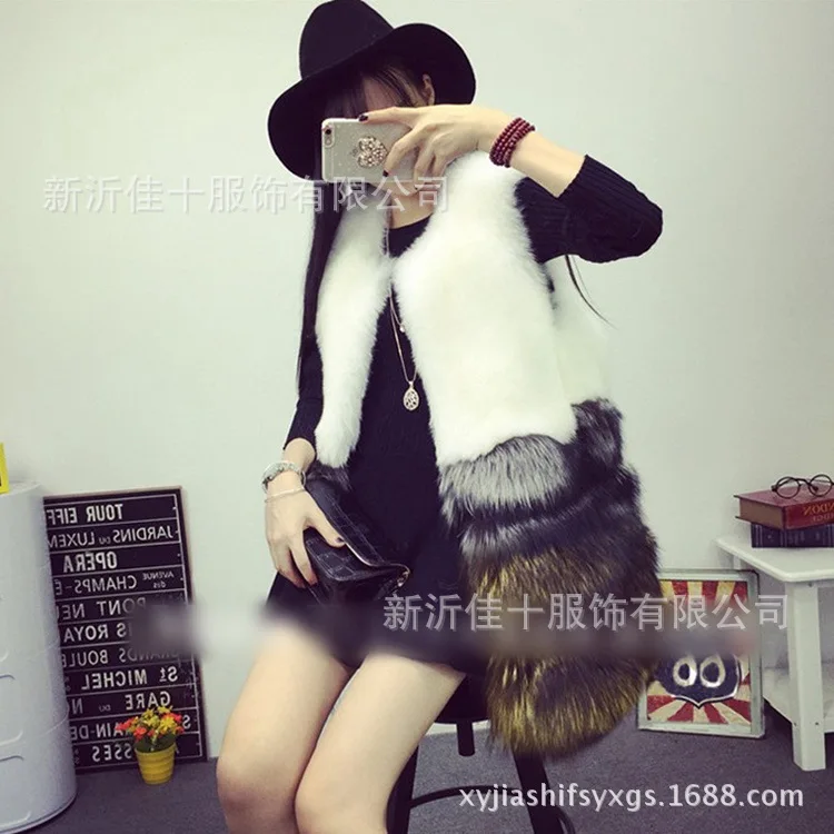 Wholesale New High Imitation Fox Fur Vest Stitching Women's Coat Foreign Trade Fur Special Offer