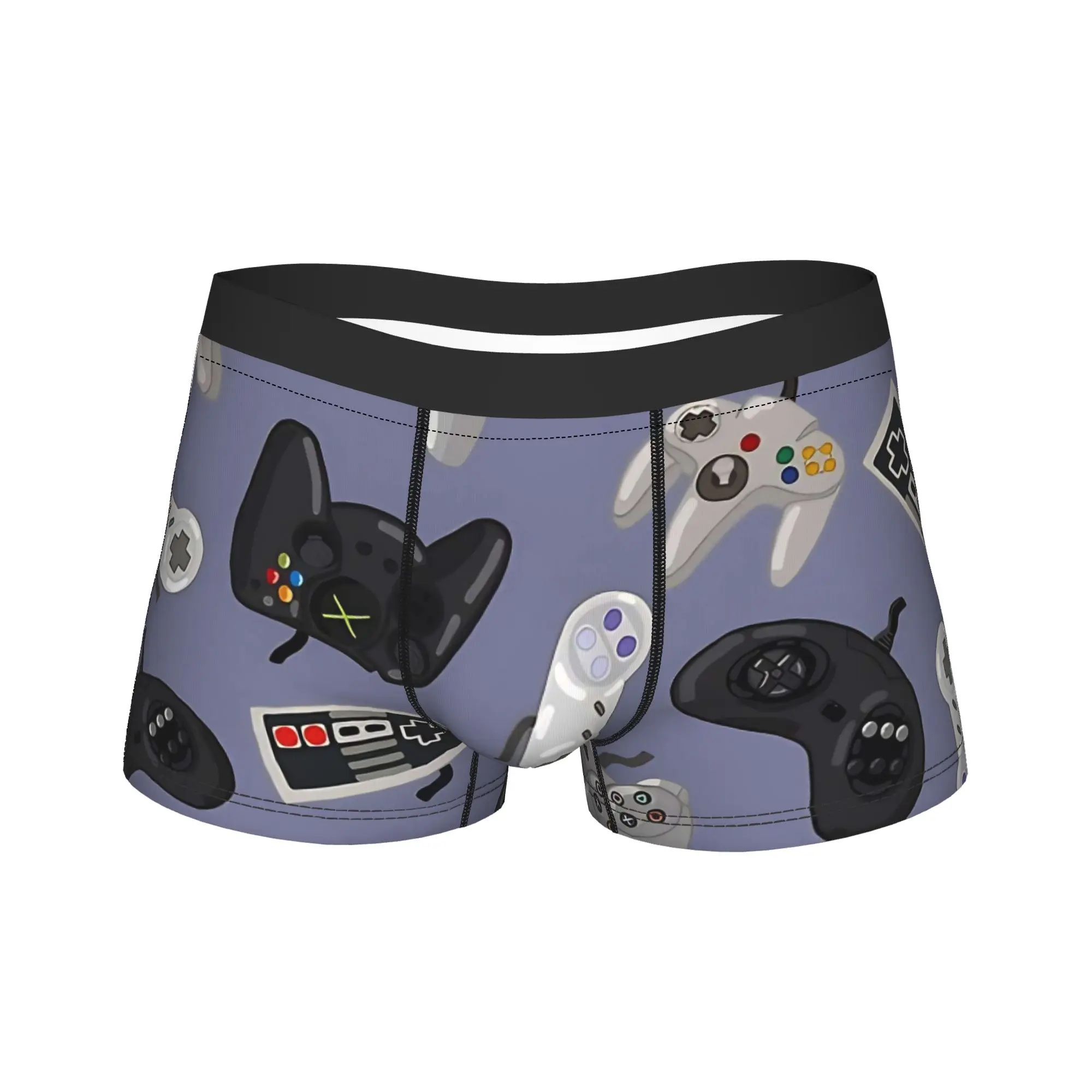 Old School Video Game Controllers  Repeating Pattern Underwear  Men's Boxer Brief Comfortable Boxer Shorts Large Size Panties