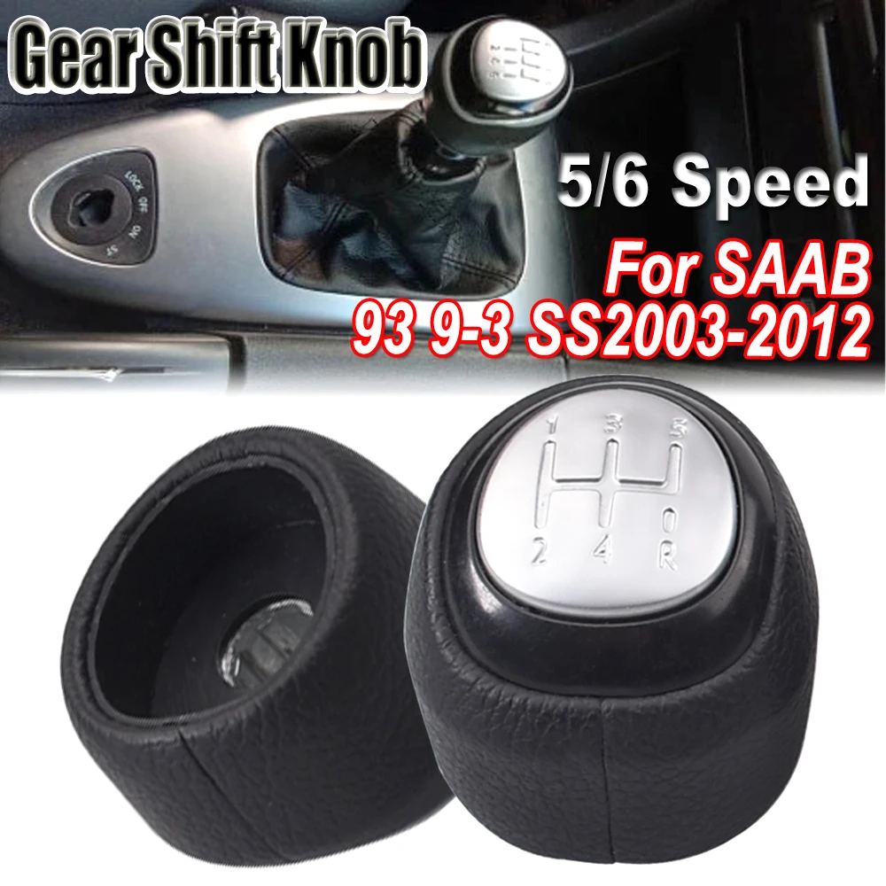 Accessories For SAAB 93 9-3 SS 2003-2012 Car Styling 5 6 Speed Gear Shift Knob Leather Lever Shifter