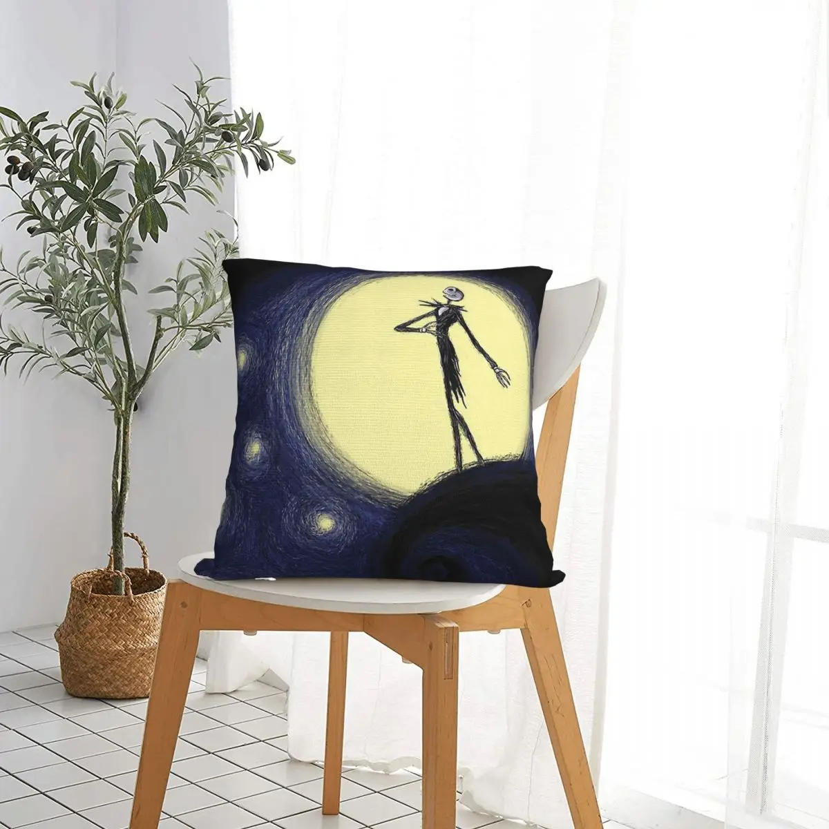 كابوس النجوم المخدة غطاء الوسادة هدية جاك Skellington كابوس قبل عيد الميلاد رمي كيس وسادة غطاء المنزل #2