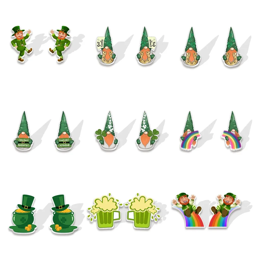 Epoxy Stud Earrings Saint Patrick's Day Cartoon Leprechauns Stud Earrings For Girls Cute Party Gift