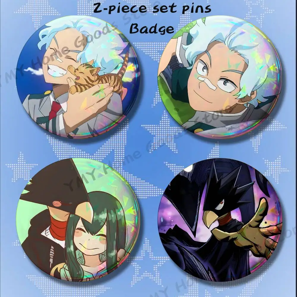Anime Oboro Tokoyami MHA 2-piece set Free Mix Backpack Clothes Jewelry Accessories Round Badge Collection Gifts