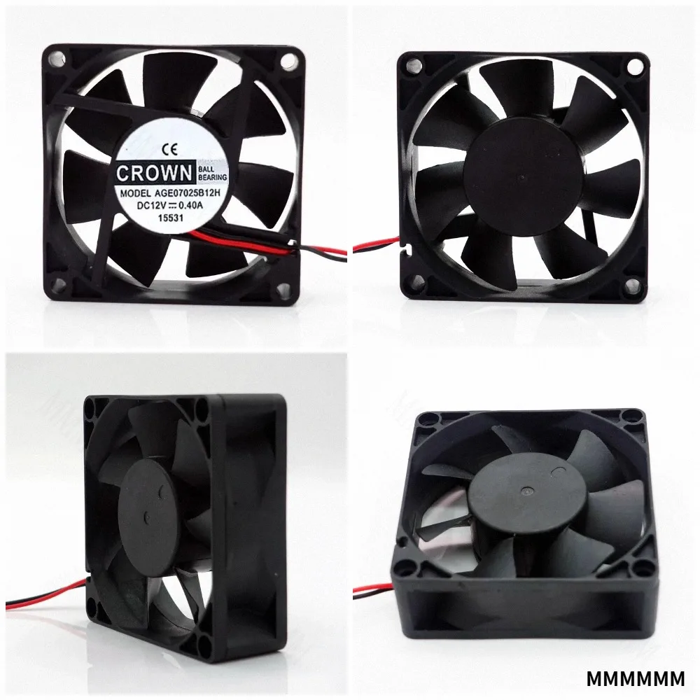 TT  CROWN AGE7025B12H 7025 DC12V 0.40A 7CM 2-Wire Dual Ball Inverter Cooling Fan