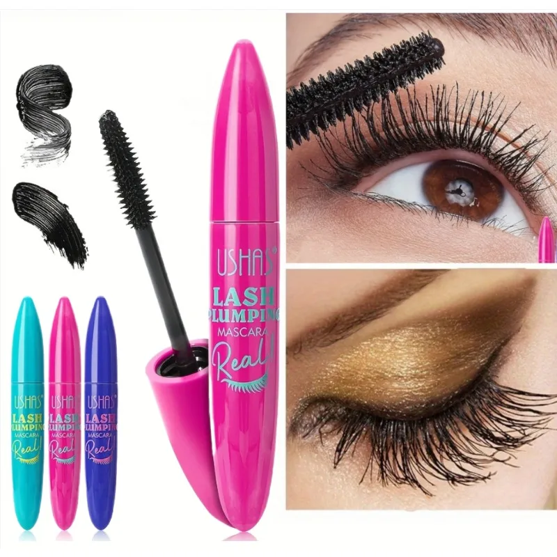 USHAS Ultra Long Lasting Mascara 4D Waterproof Mascara Liquid Fiber Mascara 360 Degree Spiral Brush Eyelashes Makeup gifts