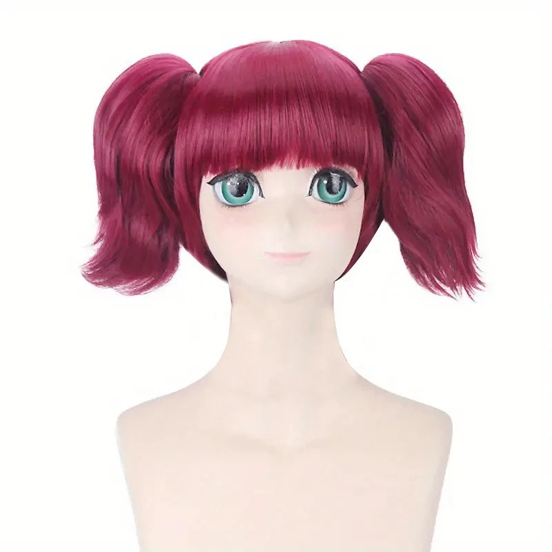 Meilin Cos Twintails Party Kleidung Zubehör Burgund Split Body Modellierung Kurzes Haar Anime Black Butler Maid Charakter Perücke