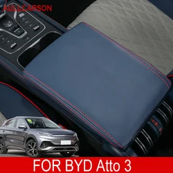 For BYD Atto 3 2022 2023 Leather Car Armrest Mat Interior Auto Storage Box Dust-Proof Cushion Cover Protector Accessories