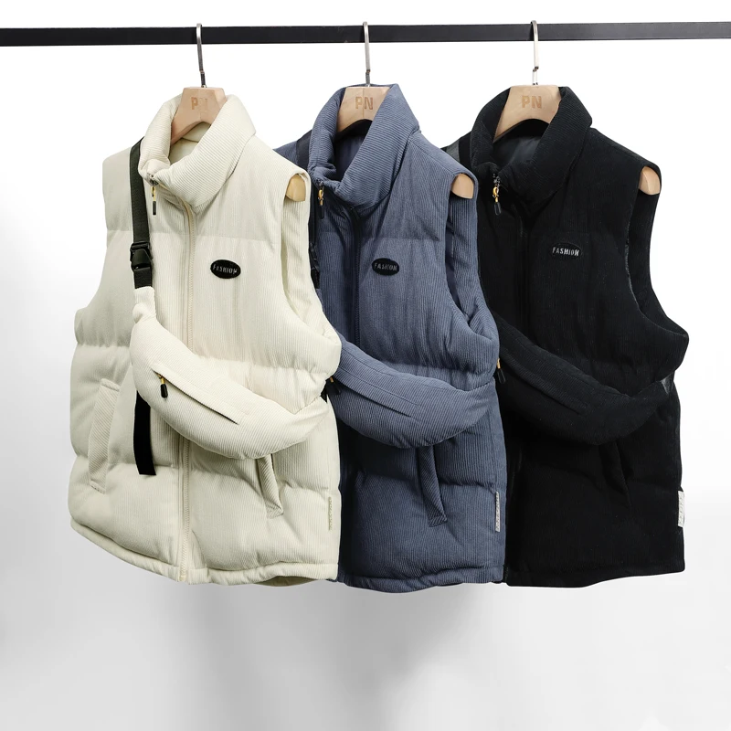 

New Vest Jacket Trendy Men's Slim Fit Corduroy Vest Autumn Winter Youth Casual Zipper Waistcoat Corduroy Work Wear Male Clothes