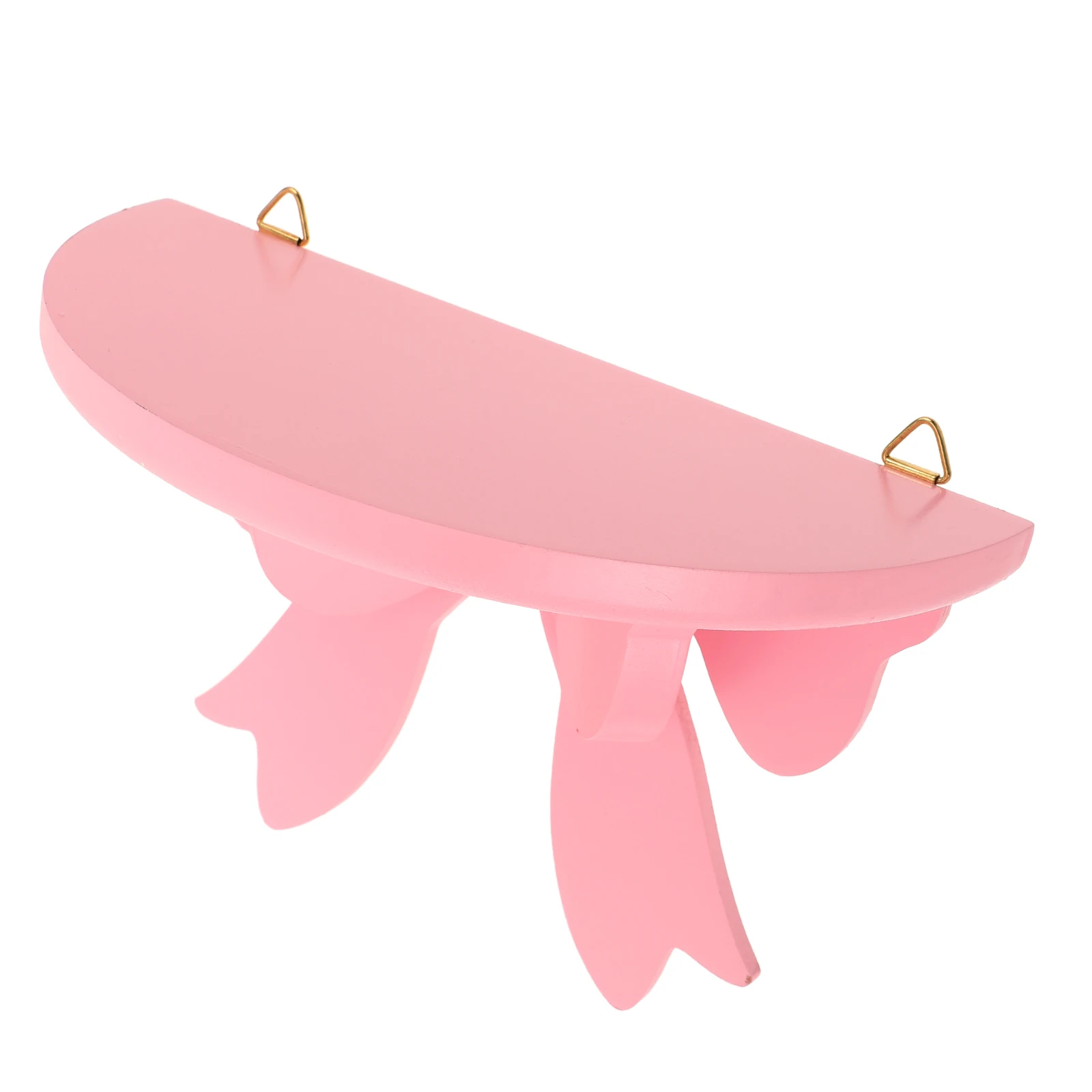 

Wooden Wall Rack Pink Bow Butterfly Shelf Decorative Floating Shelves Bathroom Bookshelves Corner Wall Storage Semicircular No
