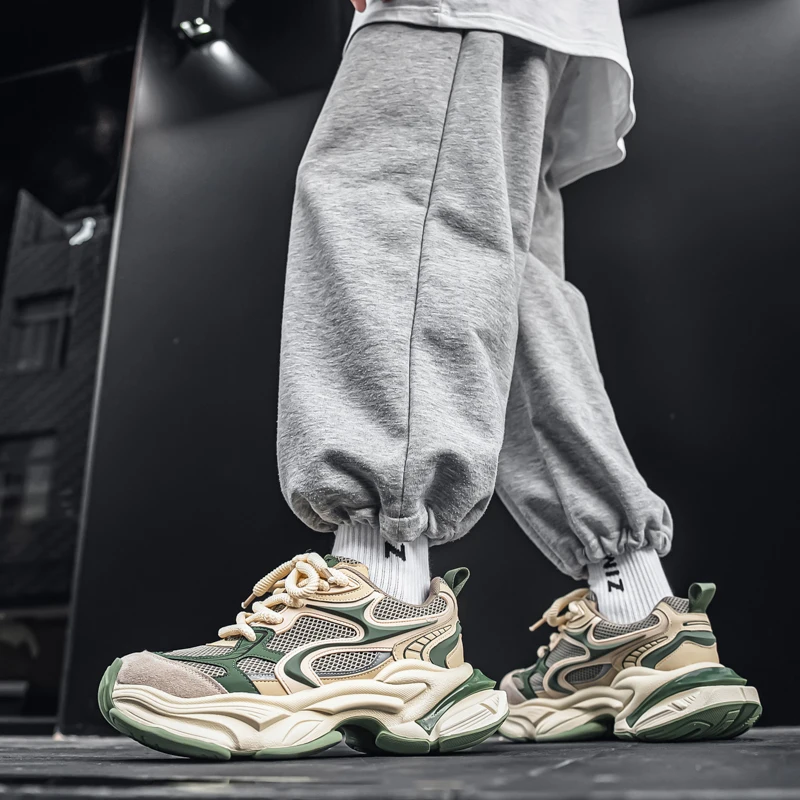 Herren-Dad-Sneaker, atmungsaktives Obermaterial aus großem Mesh, dicke Juteschnürsenkel, farblich abgesetzte dicke Sohle, höhenvergrößernd und rutschfest, retro-trendiger Stil, mehrere Farboptionen verfügbar, vielseitige Freizeitschuhe für den täglichen Arbeitsweg und die Straßenmode. – Detail 21