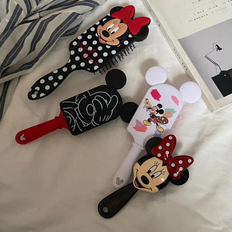 Kawaii Disney Cartoon Mickey Minnie Mouse Cute Combs Girl Heart Children Portable Massage Comb Creative Birthday Gift Peripheral