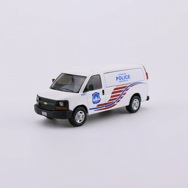 

596 1/64 Scale Express Van Police MPDC Simulation Alloy Car Model Static Display Collectible Toy Gift Decration Souvenir