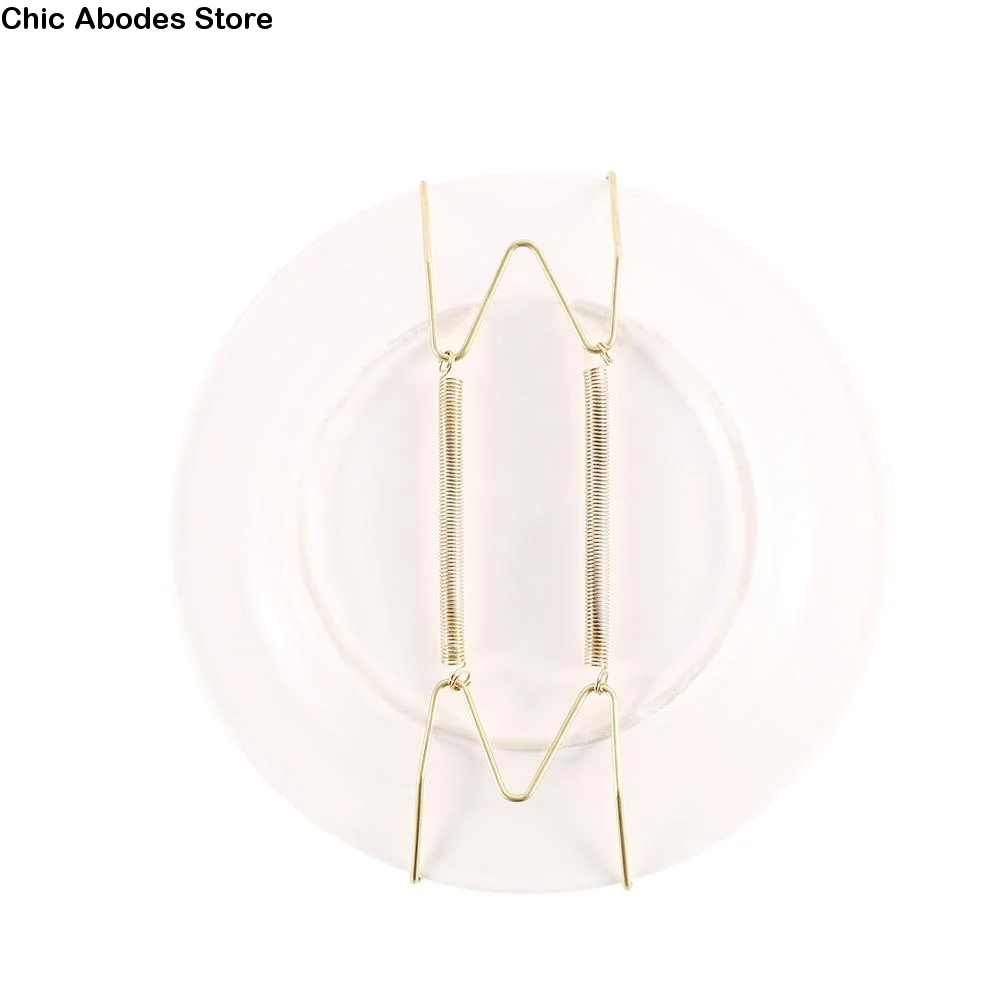 

Metal W Type Fixed Art Home Decor Invisible Hook Dish Spring Holder Decoration Crafts Plate Dish Hanger Securing clip