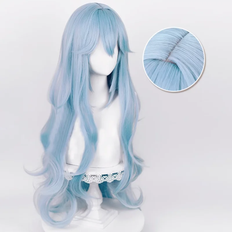 Perruque Cosplay Synthétique Anime brûleur Ayanami Rei, Bleu Cyan, Cheveux Longs Bouclés, Degré de Chaleur, Accessoires de ixd'Halloween