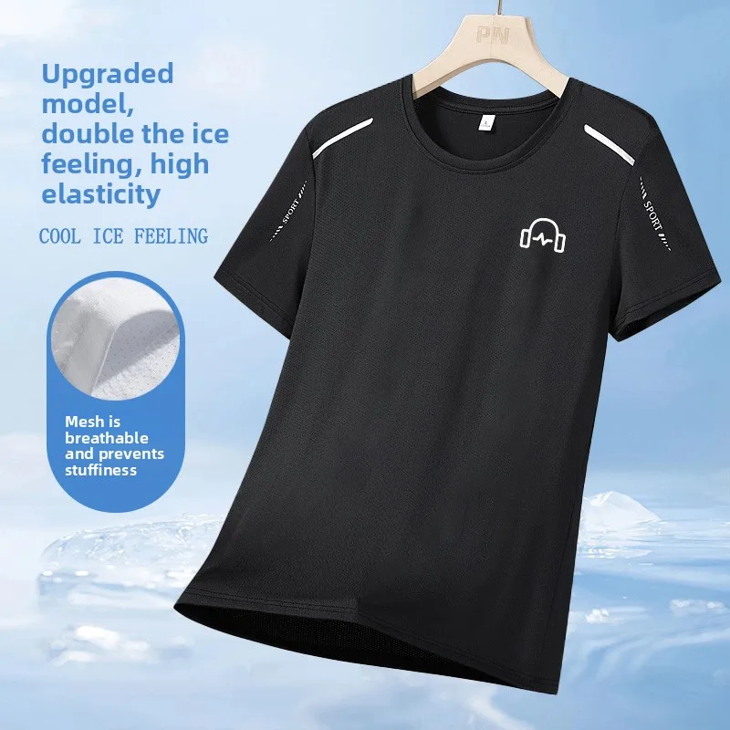 

Lightweight Qui Dry Summer Ice Silk round Ne T-irt for Men Breathable Casual Loose Fit ort Sve T-irt for Teens