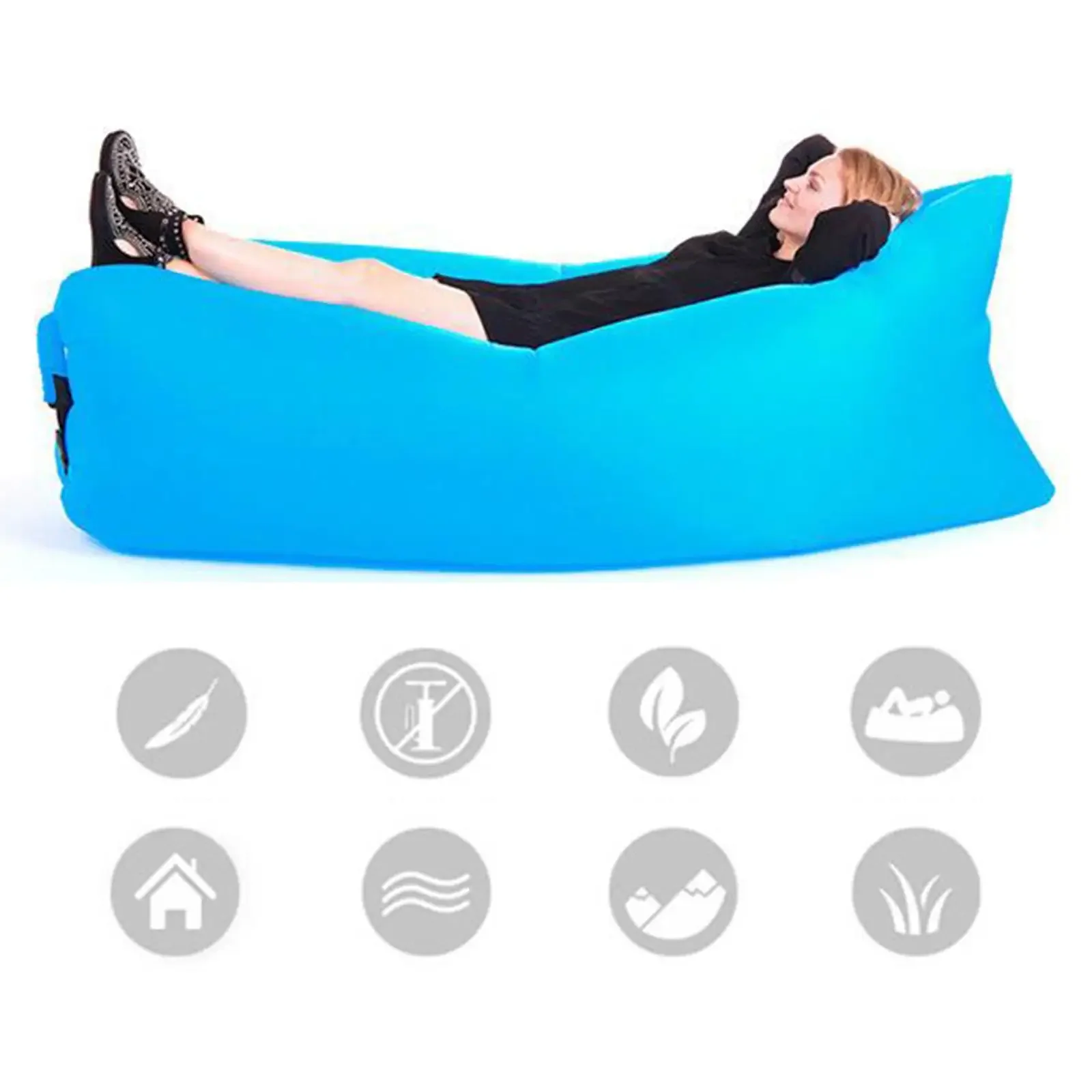 Camping Inflatable Lounger Air Sofa Waterproof Anti-Air Leaking Couch Pool Travel Hiking Beach Picnics