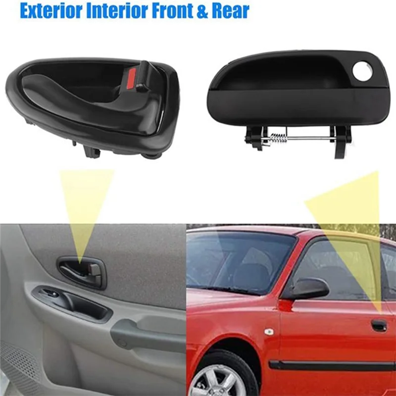 4 buah gagang pintu eksterior + 4 buah gagang pintu Interior untuk Hyundai Accent 2000-2006 8265025000 8261022001