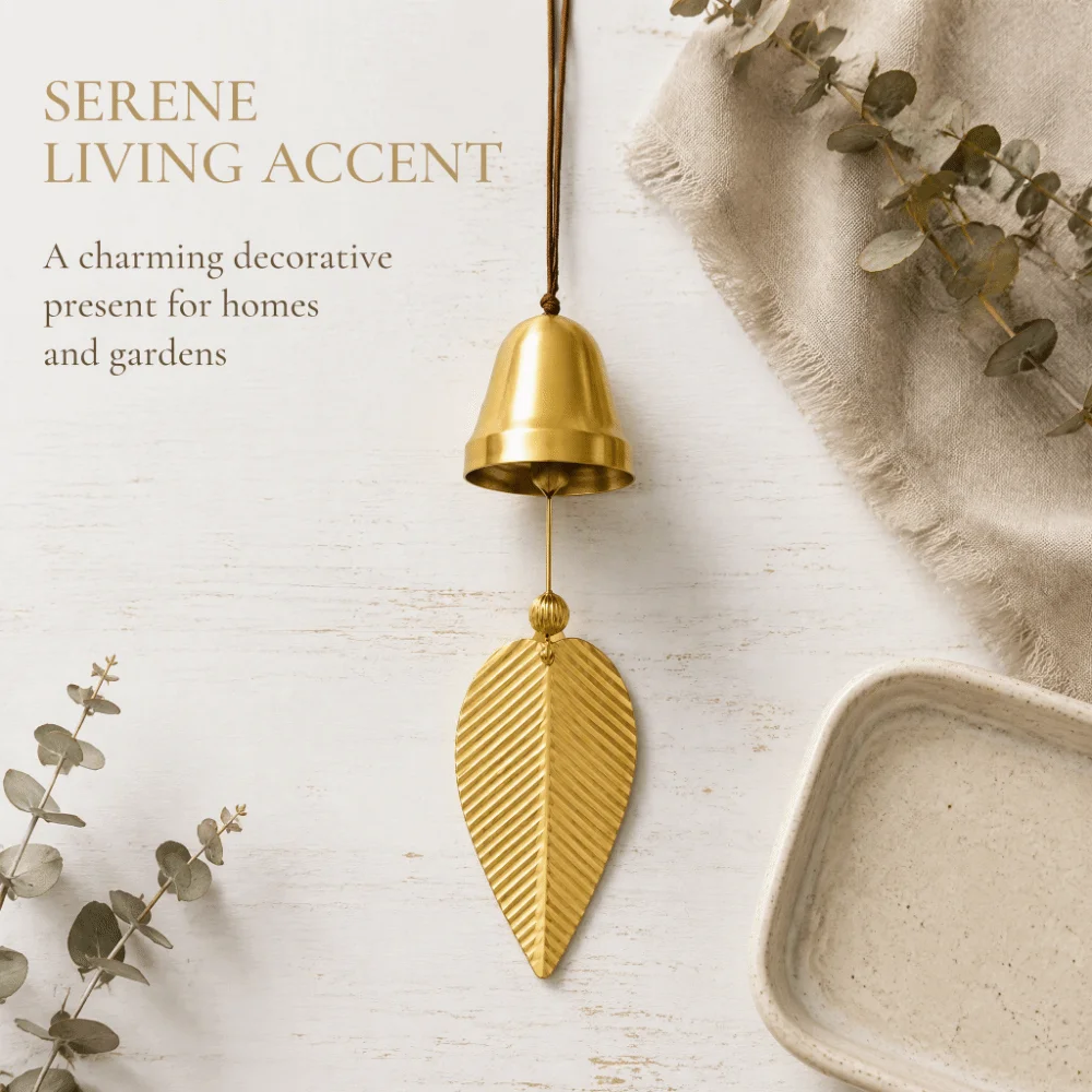 Small Gold Hanging Bell Decor Brass Gold Brass Feng Shui Bell 13.78in Wind Chimes Ornament For Shopkeepers