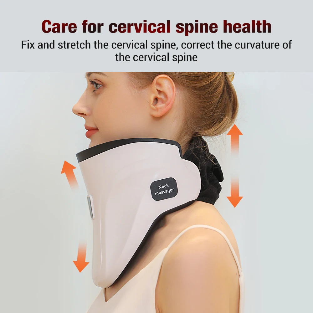 Electric Air Pressure Neck Traction Massager Heating Chiropractic Pain Relief Cervical Stretcher Correction Brace Pressotherapy