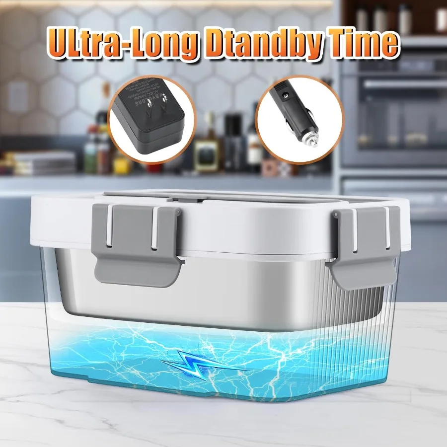 صندوق غداء كهربي لاسلكي 16000 مللي أمبير في الساعة تسخين تلقائي ذكي 1.6L جهاز تسخين الطعام المحمول 212F ماكس بطارية قابلة للشحن تعمل بالطاقة Ho #5