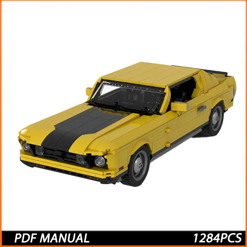 MOC Building Block New Urban Sports Yellow Supercar Racing Model 1284 Parts Boys Children's Birthday Christmas Toy Gift 1284PCS