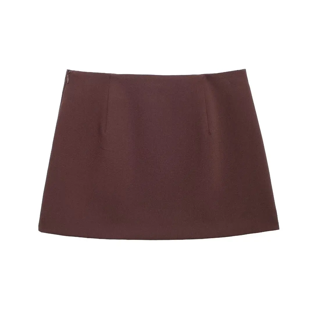 Tangada 2023 New Chic Women Skirt Zipper Elegant Mini Skirts BE0268