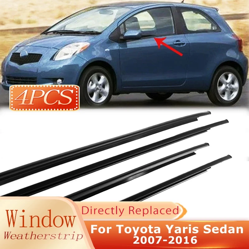 Car Door Glass Window Weatherstrip Trim Weatherstrip Rubber Moulding Seal Belt For Toyota Yaris Sedan 2007-2016 Car Accessories