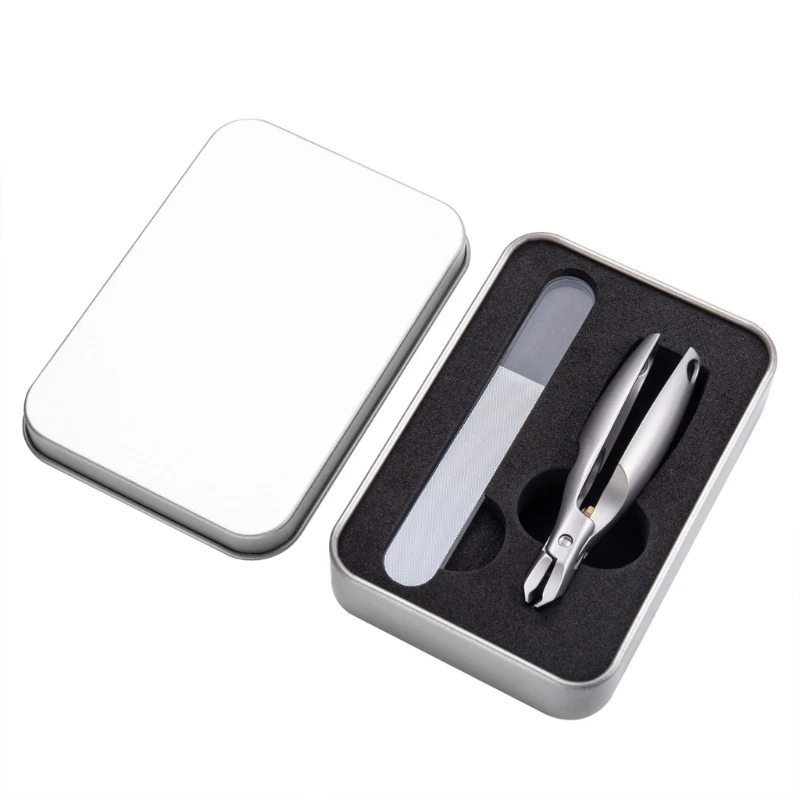 Q1QD Wide Jaw Opening Stainless Steel for Thick Nails and Toenail with Finger File for Men Women