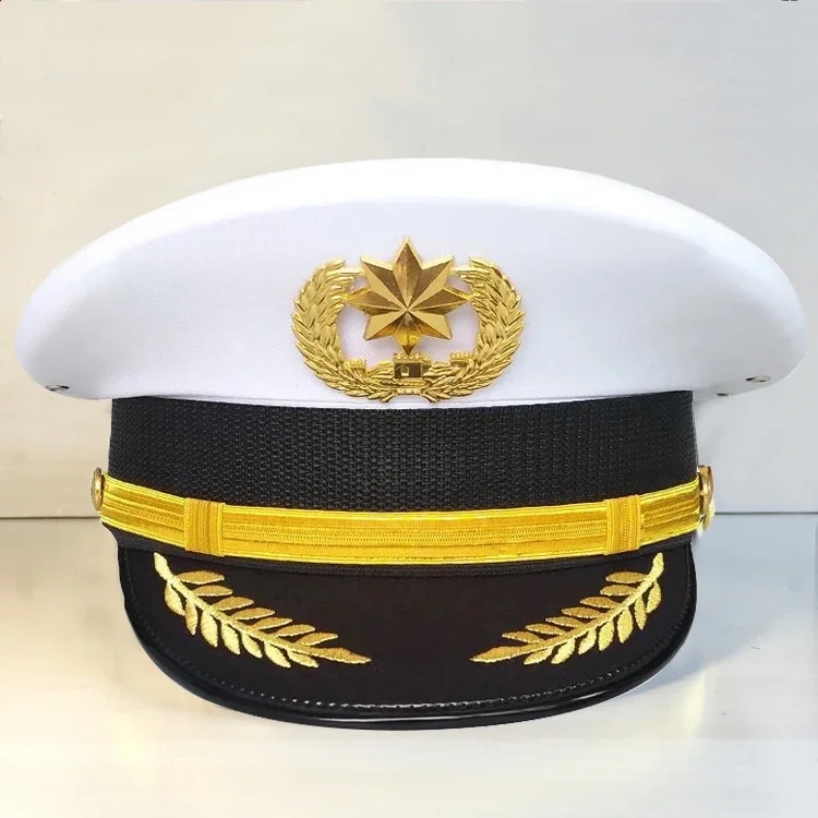 High Quality Men Women Cap Security Big Hat General Aviator Caps Captain's Hats Stage Cosplay Uniform Accessories