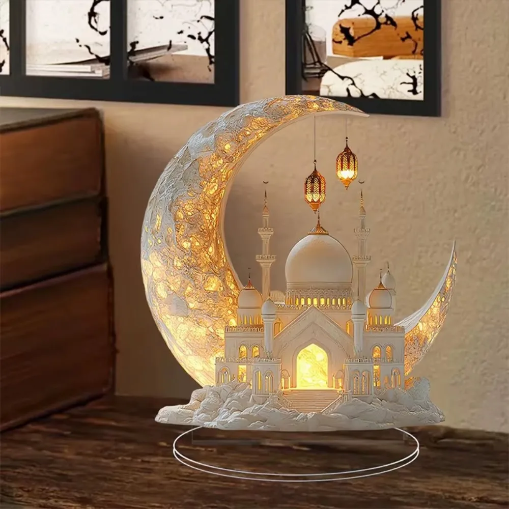 Ramadan Festival 2D Acrilico Luna Ornamenti Artigianali 2025 Nuovo Eid Al-fitr Mubarak Decorazioni Islamico Musulmano Casa Festa Tavolo Regalo