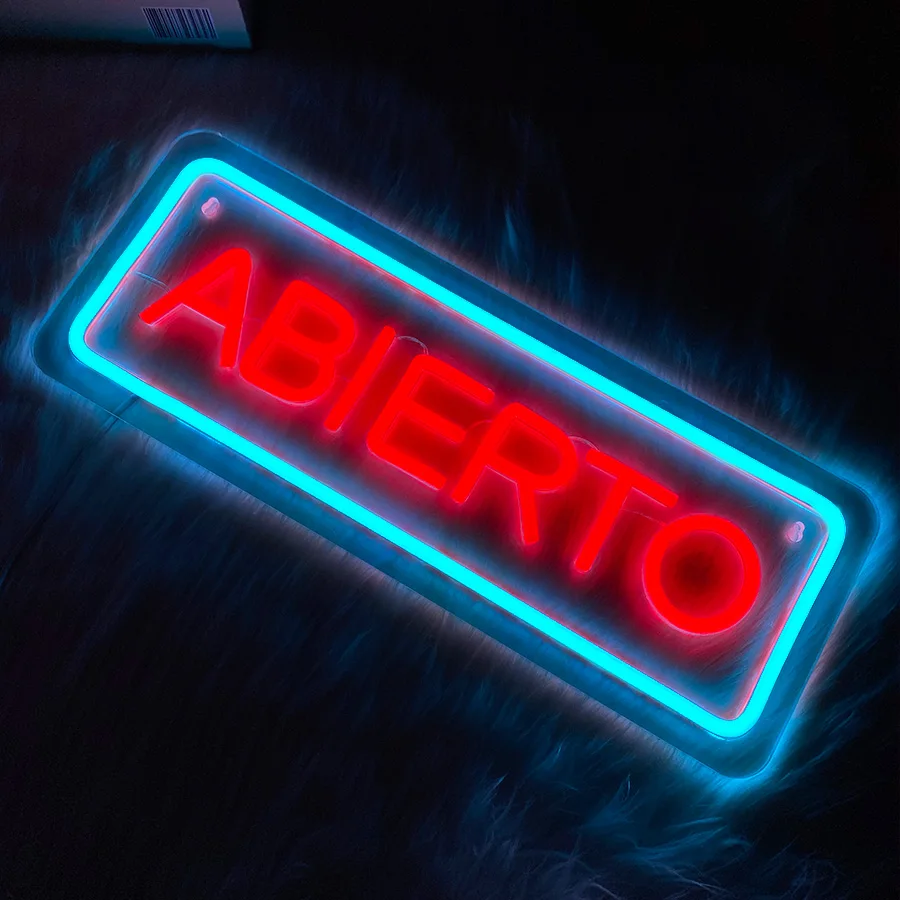 Abierto LED 네온 사인, 다양한 상점에 대한 비즈니스 스페인어 오픈 사인, 방 장식으로 상점 벽 창에 걸기에 적합 썸네일 5