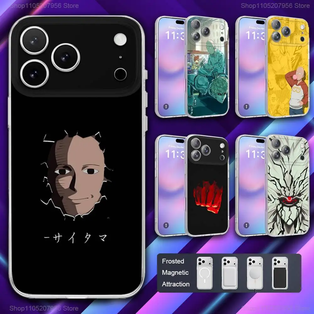 

O-One P-Punch Man Saitamas Phone Case For iPhone 11,12,15,14,13,17,16,Pro,Plus,E,Max,Air,Mini Magnetic Frosted Cover