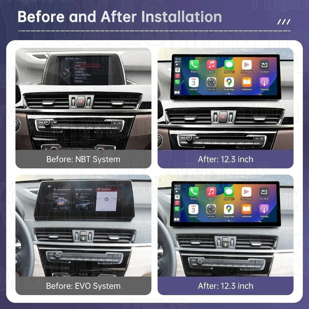 Linux System 12.8 Inch For BMW X1 X3 X4 X5 E70 E71 F15 F16 F25 F26 E84 F48 Car Radio Wireless CarPlay Touch Screen dual system