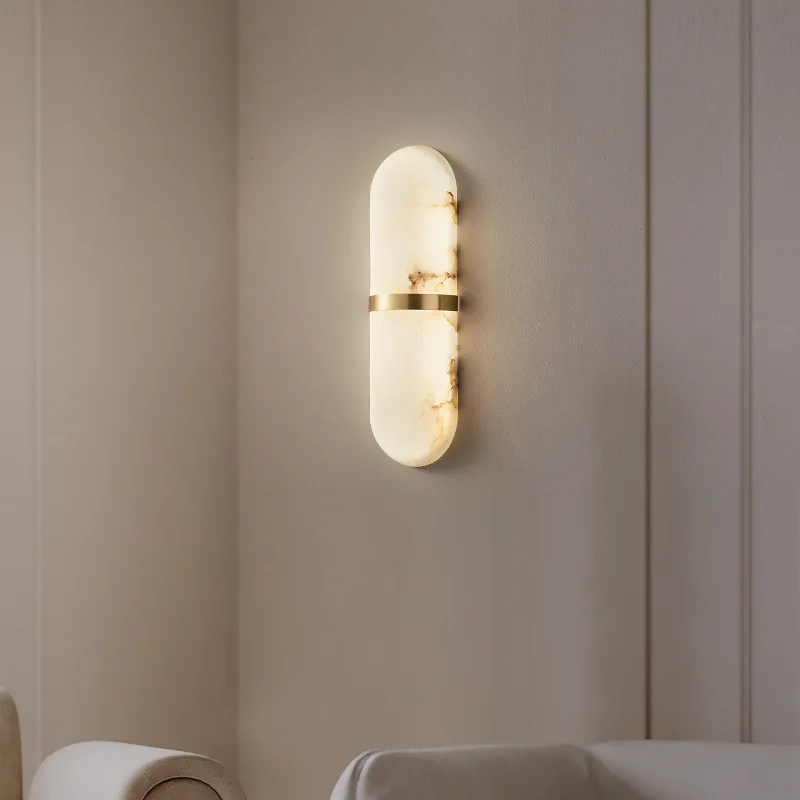 Modern Natural Alabaster Wall Lamp Creative Wall Light Home Restaurant Aisle Hallway Bedroom Led Marble Sconces