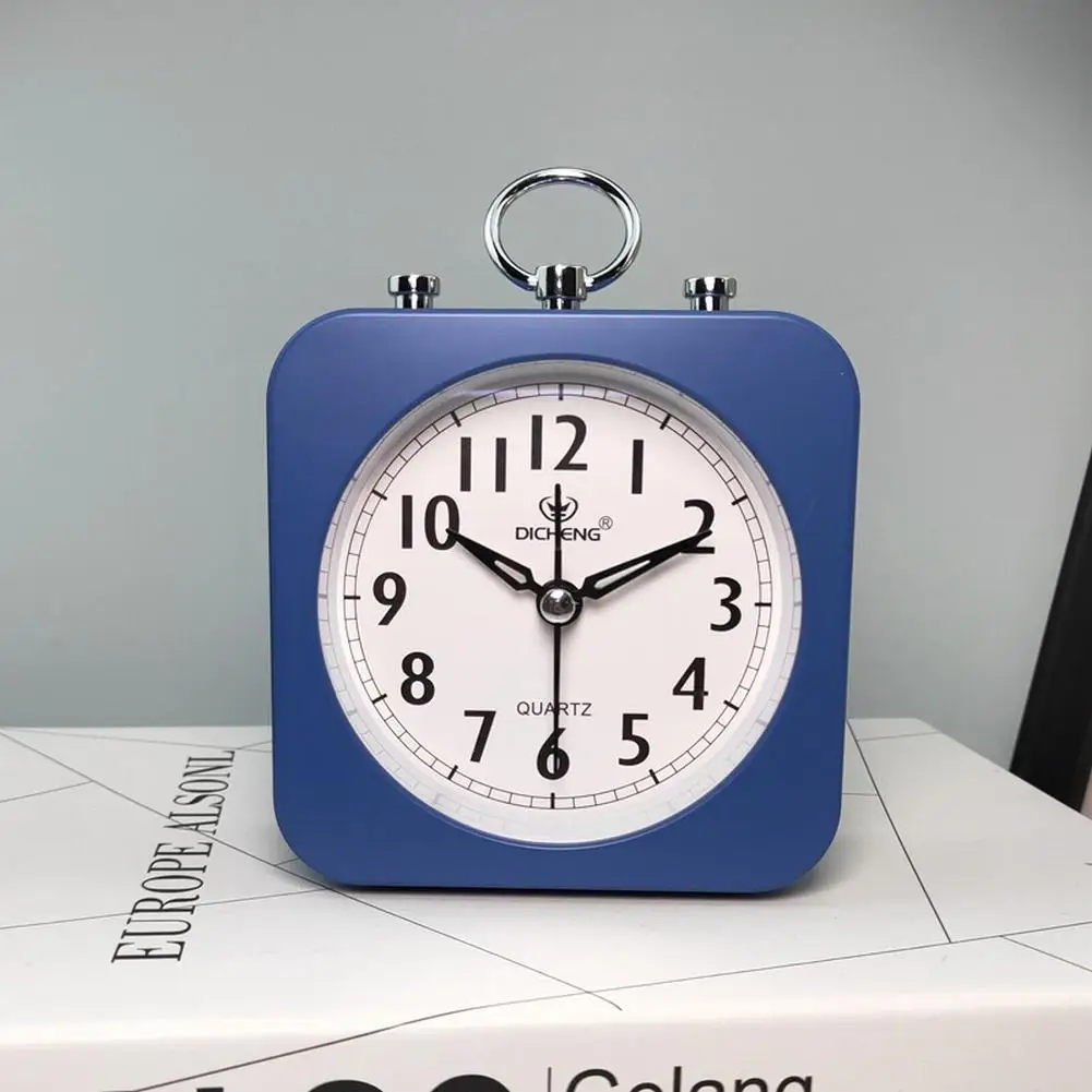 Square Silent Alarm Clock Quartz Movement Green/Blue/Black/Grey ABS Plastic Housing For Desk Office Bedroom Home Decorations