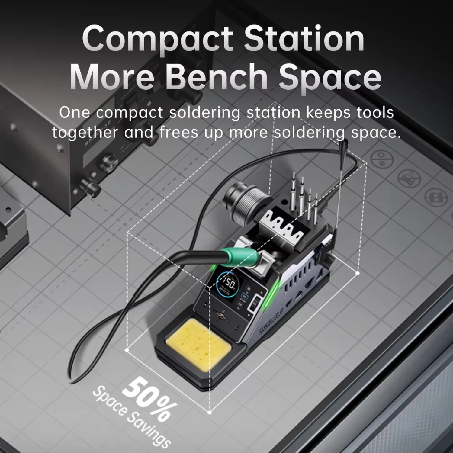 FNIRSI DWS-P2 Portable Mini Soldering Station 100W Max PD Type-C 100°C-450°C Rapid Heating for Welding Tools Component Repair