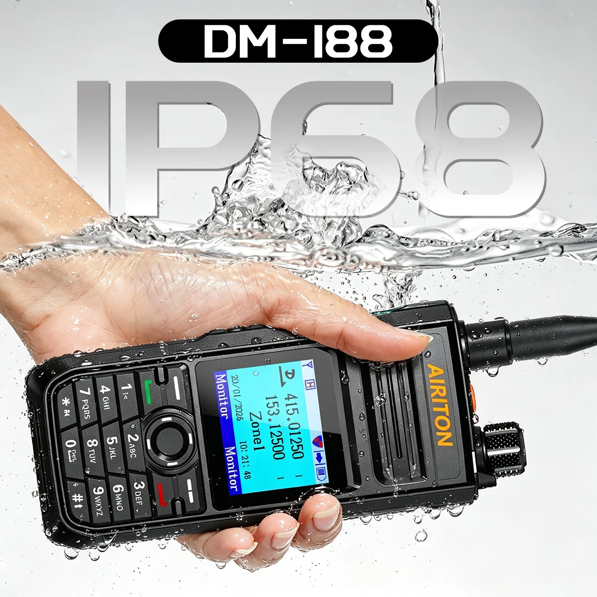 AIRITON DM-188 DMR Digital  Analog Walkie Talkie 10W IP68 Waterproof  AES256 SMS 3000mAh Dual Band Ham Radio DM1701 DM-32